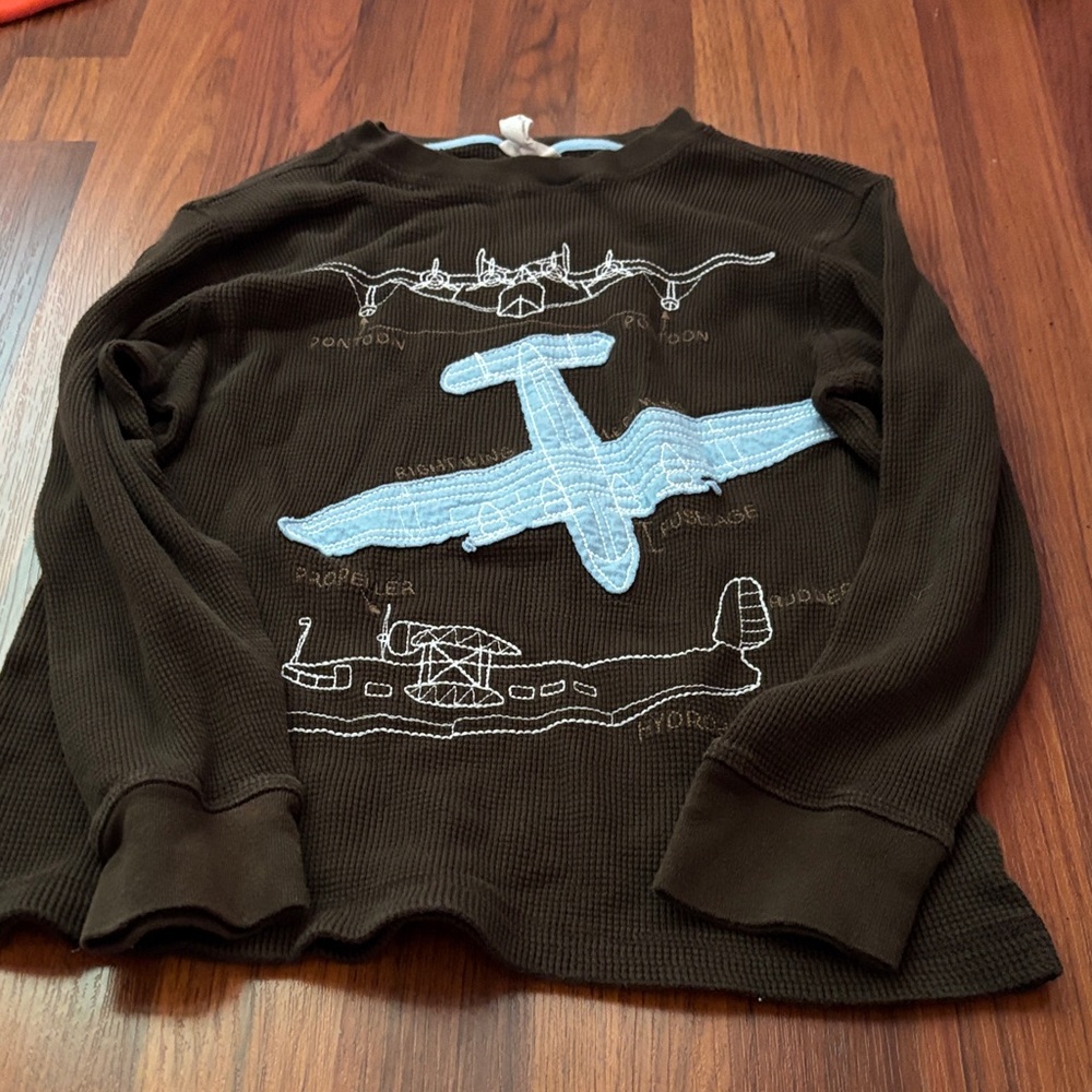Crazy 8 Brown Crewneck Sweater with Airplane Design